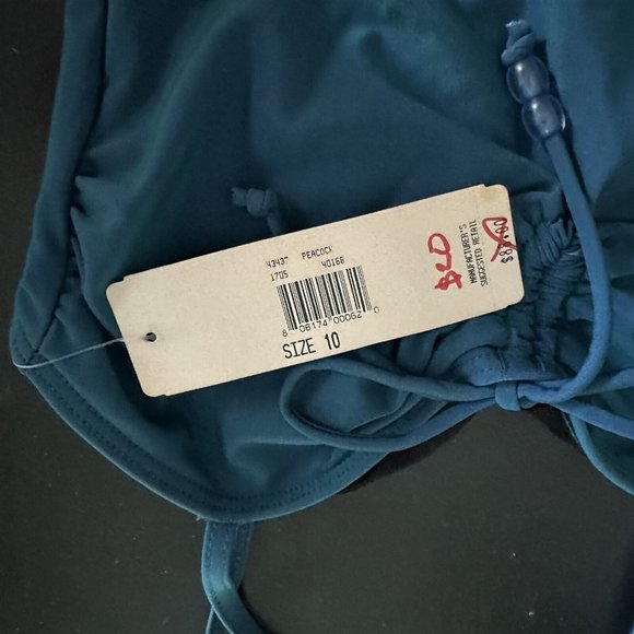 Jones New York Swimsuit One Piece Peacock Blue Ruched Bodice NEW Size 10 - Picture 5 of 7